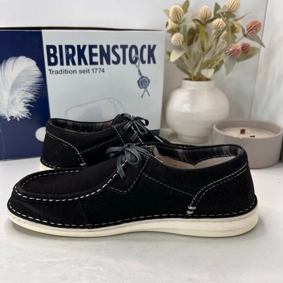 Birkenstock Pasadena Leather Nubuk Moc Toe Shoe Black Men 10/EU 43 NWB - Picture 6 of 10